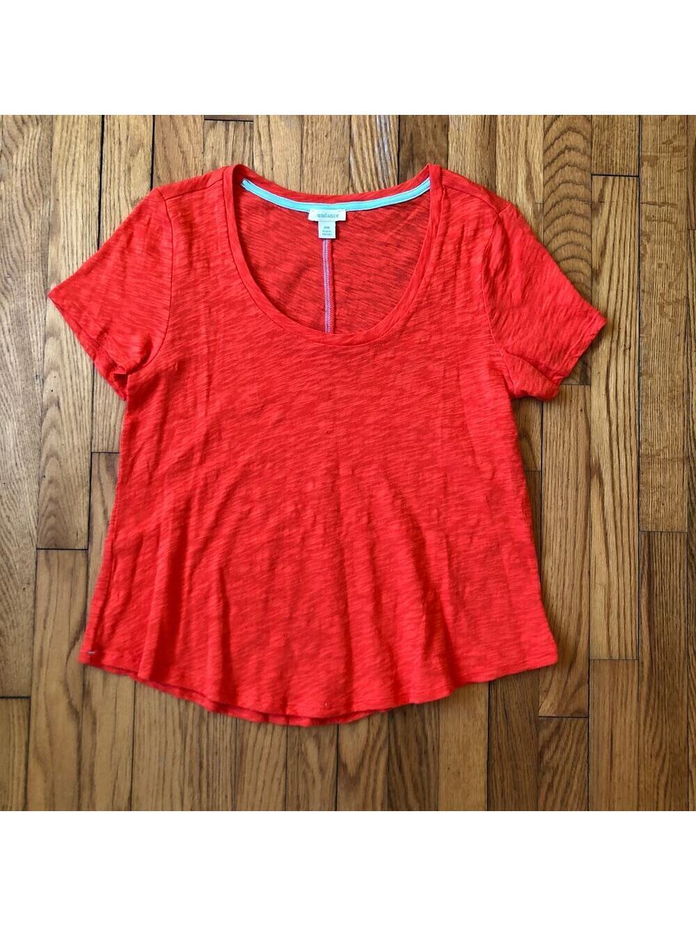Sundance NWOT Women's 100% Cotton Orange Short Sleeve Tee Size Petite M